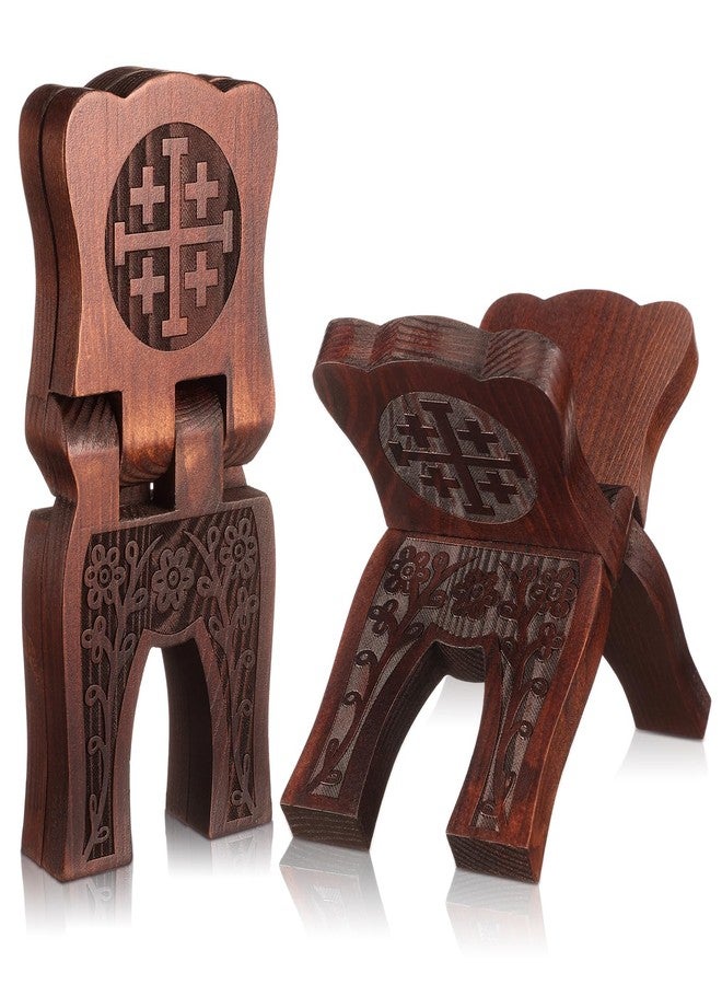 Cinnvoice Collapsable Pinewood Prayer Bible Book Stand Wooden Book Holder Quran Holy Bible Display Support Reading Books Holder Folding Religious Prayer Stand for Church Chapel Supplies Gift - Image 1