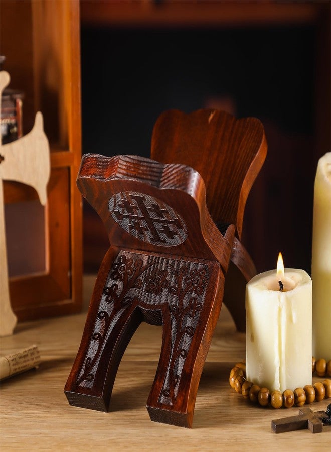 Cinnvoice Collapsable Pinewood Prayer Bible Book Stand Wooden Book Holder Quran Holy Bible Display Support Reading Books Holder Folding Religious Prayer Stand for Church Chapel Supplies Gift - Image 4