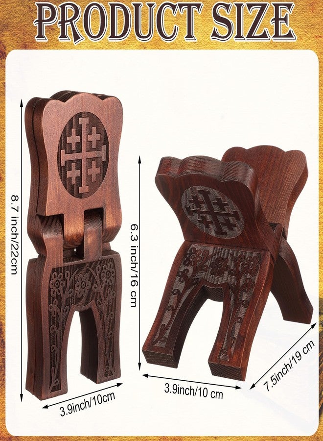 Cinnvoice Collapsable Pinewood Prayer Bible Book Stand Wooden Book Holder Quran Holy Bible Display Support Reading Books Holder Folding Religious Prayer Stand for Church Chapel Supplies Gift - Image 2