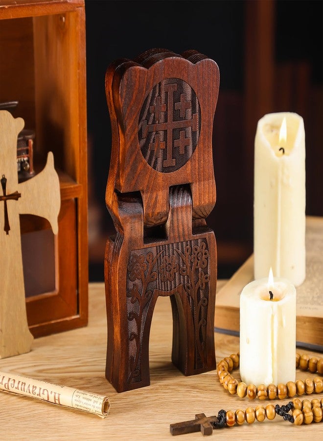 Cinnvoice Collapsable Pinewood Prayer Bible Book Stand Wooden Book Holder Quran Holy Bible Display Support Reading Books Holder Folding Religious Prayer Stand for Church Chapel Supplies Gift - Image 5