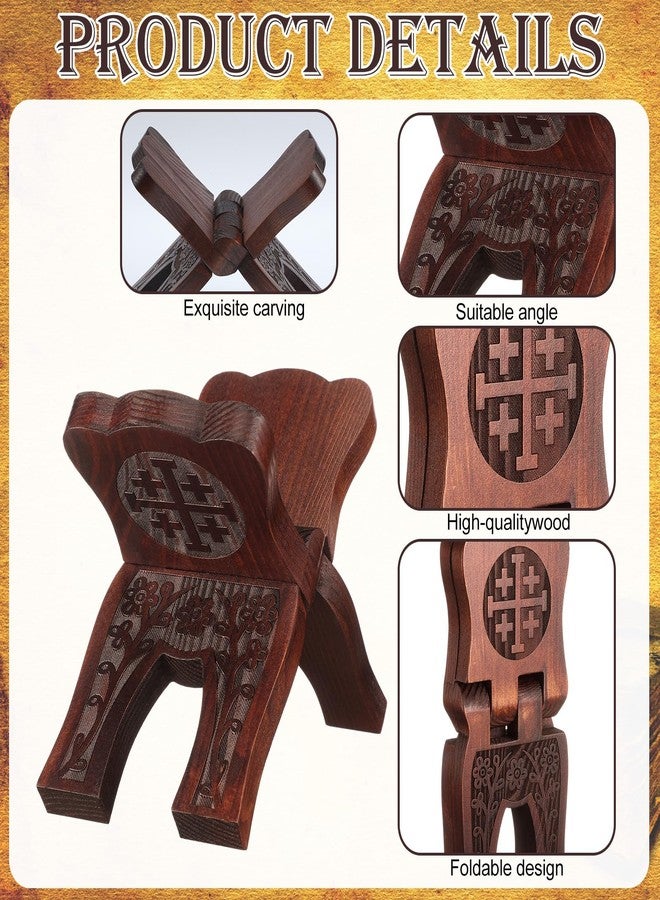 Cinnvoice Collapsable Pinewood Prayer Bible Book Stand Wooden Book Holder Quran Holy Bible Display Support Reading Books Holder Folding Religious Prayer Stand for Church Chapel Supplies Gift - Image 3