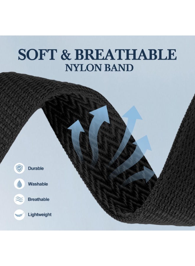 SOLOLUP Breatchable Nylon Sport Loop Compatible with Apple Watch  S11/S10 42mm  41mm 38mm Men Women Soft Breathable Fabric Woven Strap for iWatch Band Series 11 10 9 8 7 3 5 4 3/Ultra 3 2/SE (Black） - Image 3