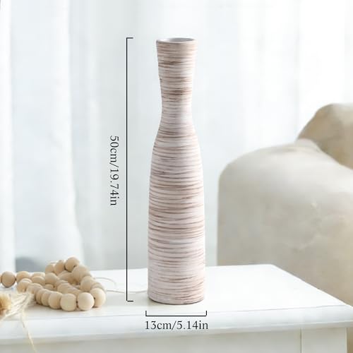 ALMA 20" White & Browm Tall Skinny Vase for Flowers, Decorative Thin Pampas Grass Vases for Living Room Floor, Dinner Table, Entryway, Fireplace, Bookshelf, Offer, Home Decor - Image 4