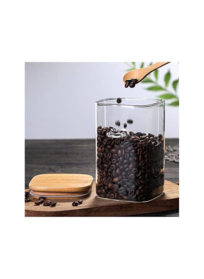 Jorunb Glass Storage Jar Set with Bamboo Lids and Spoon, Cereal & Dry Food Storage Containers, Airtight Sealed Clear Borosilicate Glass Canister for Kitchen Tea, Flour, Sugar, Coffee (800ML* 3 Pack)… - Image 2