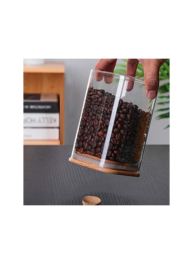 Jorunb Glass Storage Jar Set with Bamboo Lids and Spoon, Cereal & Dry Food Storage Containers, Airtight Sealed Clear Borosilicate Glass Canister for Kitchen Tea, Flour, Sugar, Coffee (800ML* 3 Pack)… - Image 4