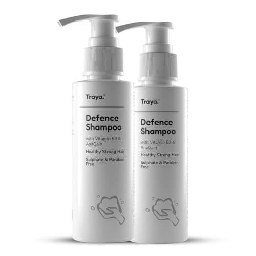 Traya Defence Shampoo | Cleansing Shampoo for Scalp Nourishment & Hair Health | Contains Biotin, Niacinamide, Piroctone Olamine & Anagain | Sulphate & Paraben Free Shampoo For Women & Men | Pack of 2 - Image 1