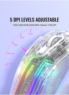 Attack Shark X2 Pro Wireless Gaming Mouse with RGB Charging Dock,Tri-Mode PC Gaming Mice 2.4G/Bluetooth/Wired,Noiseless Mouse RGB Backlit,Transparent Shell,PixArt 3212 4000 DPI,for Win/MAC,White  - Image 4