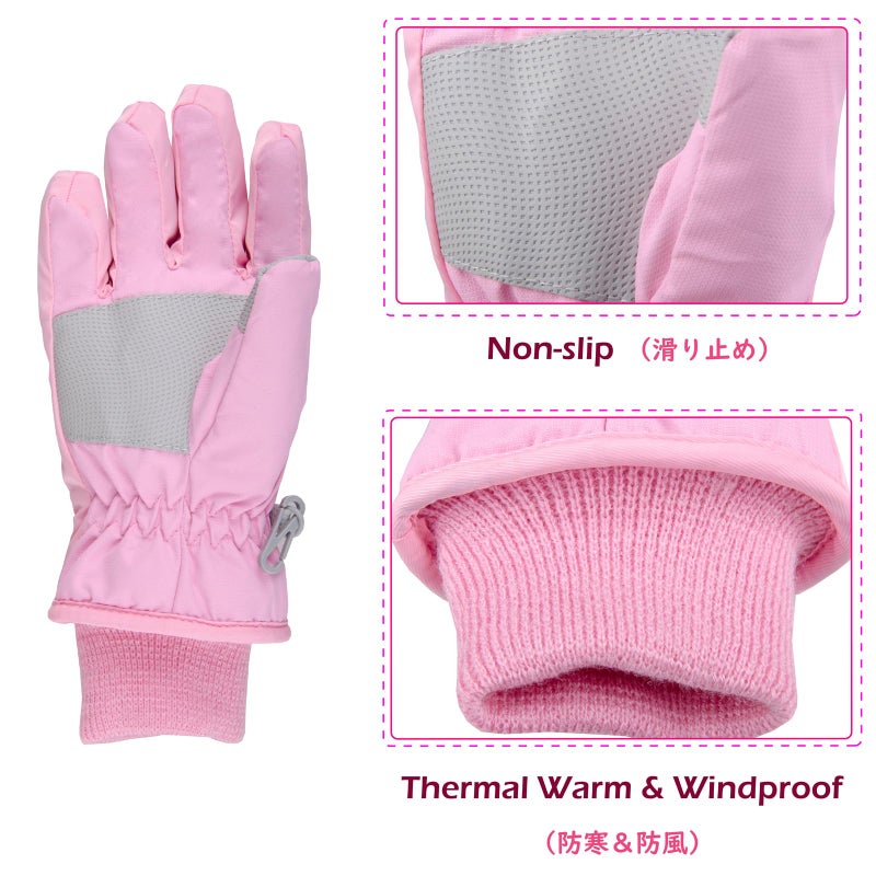 TRIWONDER Kids Winter Gloves Waterproof Ski Snow Gloves for Cold Weather Girls Snowboarding Skiing Sport Warm Mittens (Red, S (4-6 Years Old)) - Image 3