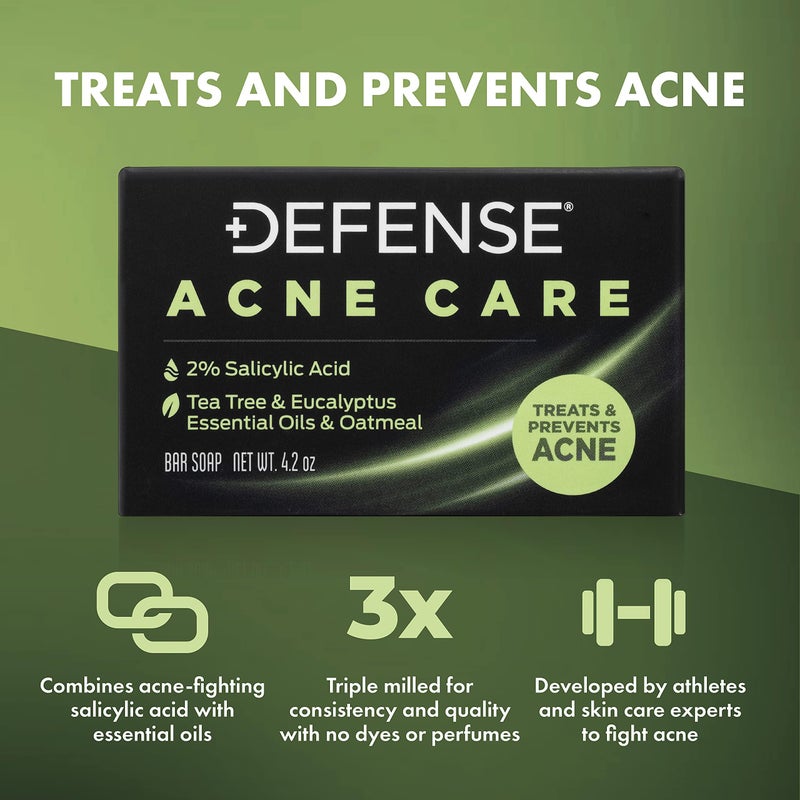 Defense Soap Defense Acne Care Bar Soap 4.2oz | contains 2% Salicylic Acid, Tea Tree & Eucalyptus Essential Oils & Oatmeal - Image 3