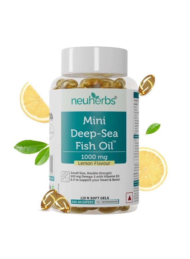 Neuherbs Mini Deep Sea Fish Oil Omega 3 Capsule 1000Mg- 120 Softgels - Image 1