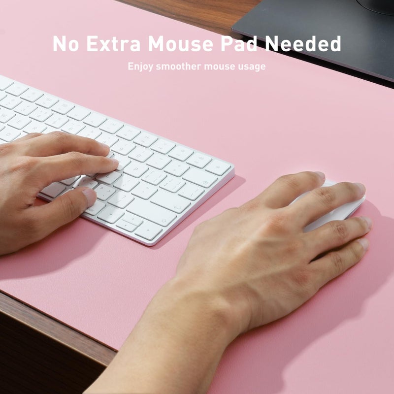 Aothia Leather Desk Pad Protector, Mouse Pad, Office Desk Mat, Non-Slip PU Leather Desk Blotter, Laptop Desk Pad, Waterproof Desk Writing Pad for Office and Home (31.5" x 15.7", Fairy Pink) - Image 4