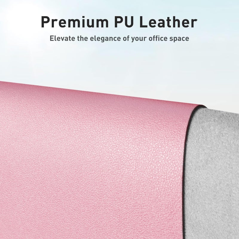 Aothia Leather Desk Pad Protector, Mouse Pad, Office Desk Mat, Non-Slip PU Leather Desk Blotter, Laptop Desk Pad, Waterproof Desk Writing Pad for Office and Home (31.5" x 15.7", Fairy Pink) - Image 2
