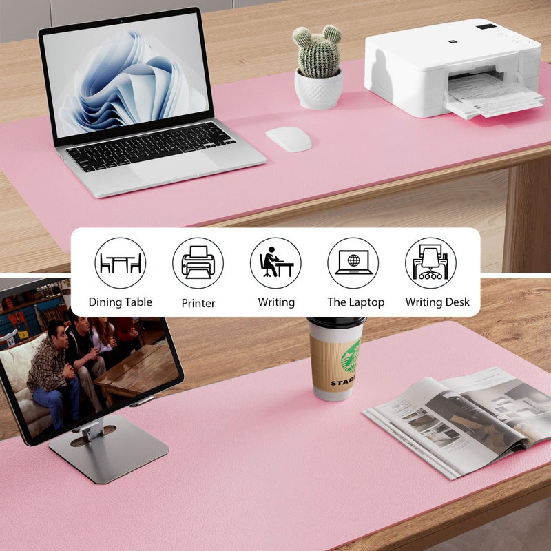 Aothia Leather Desk Pad Protector, Mouse Pad, Office Desk Mat, Non-Slip PU Leather Desk Blotter, Laptop Desk Pad, Waterproof Desk Writing Pad for Office and Home (31.5" x 15.7", Fairy Pink) - Image 5