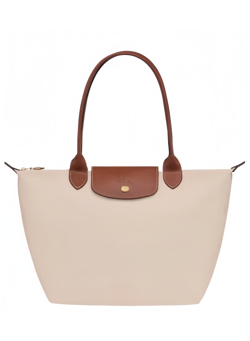 لونج شامب حقيبة طويلة شانغهام متوسطة الحجم للنساء، حقيبة قابلة للطي بسحاب وحقيبة كتف، حقيبة يد للسفر والعمل - Image 1