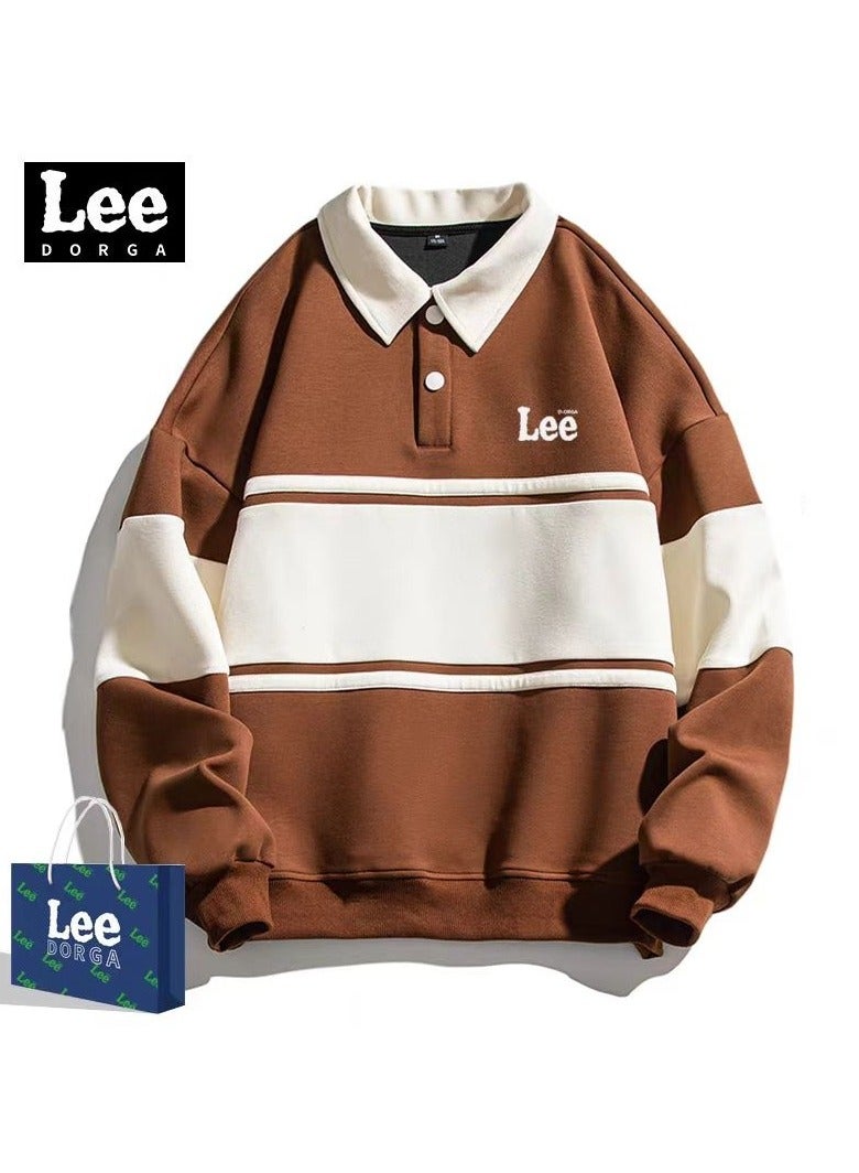 LEE New Loose Casual Long Sleeved Polo Shirt With Contrasting Colors  - Image 1