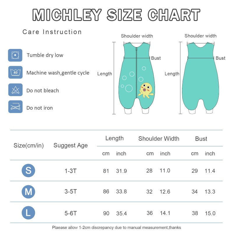 MICHLEY Toddler Sleeping Sack with Feet Newborn Infant Sleeveless Sleeping Bag 2-way Zipper Baby Wearable Blanket for Walkers,Green Octopus,1-3T - Image 2