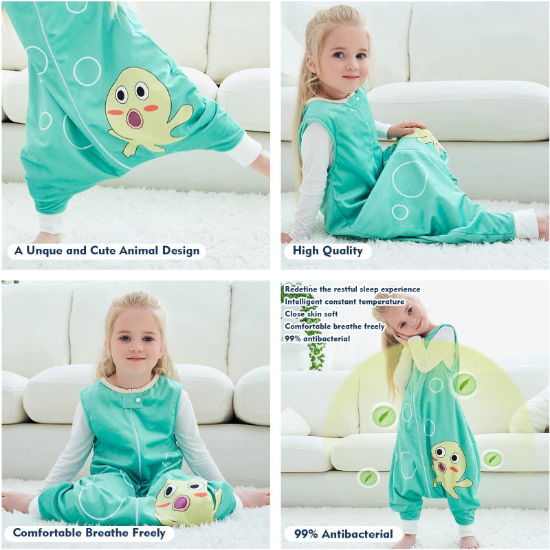 MICHLEY Toddler Sleeping Sack with Feet Newborn Infant Sleeveless Sleeping Bag 2-way Zipper Baby Wearable Blanket for Walkers,Green Octopus,1-3T - Image 4