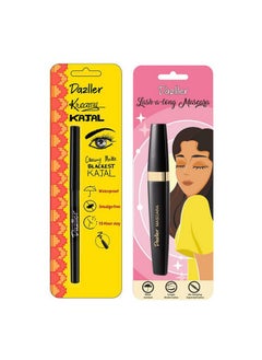 DAZLLER Eye Combo: Lashalong Mascara + Kreamy Kajal 0.35G Lightweight Smudgeproof Waterresistant Long Stay  - Image 1
