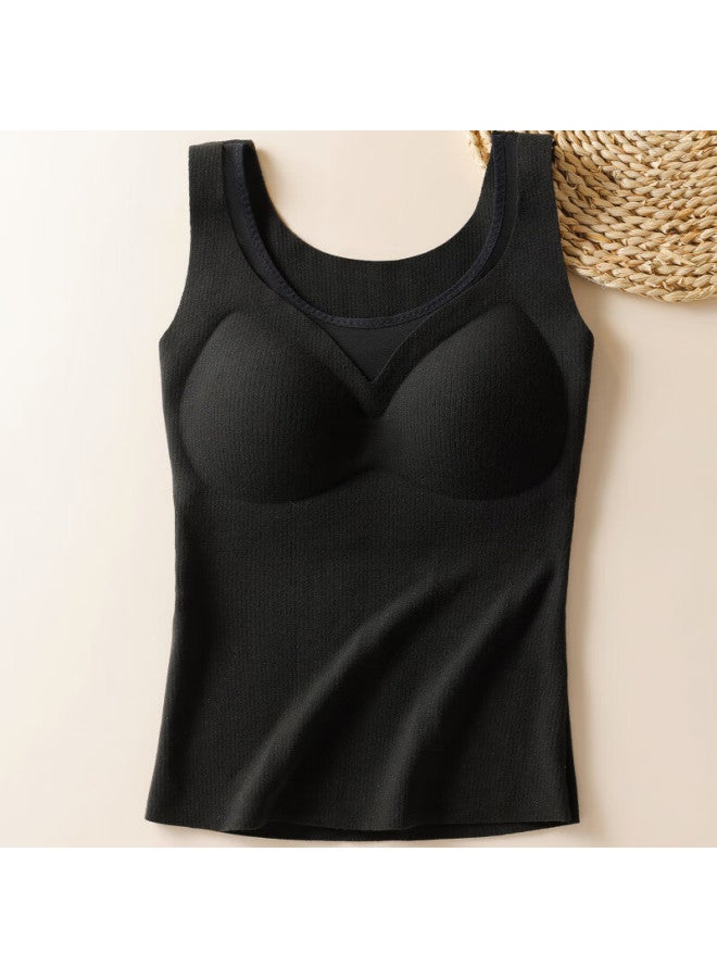 Gujin Women's Warm Vest With Chest Pad, No Bra Needed, Brushed Wool And Silk Blend, Autumn Winter New Base Layer - Image 3