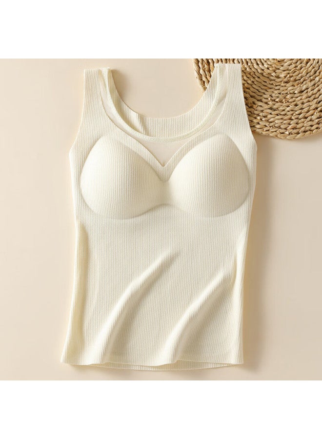 Gujin Women's Warm Vest With Chest Pad, No Bra Needed, Brushed Wool And Silk Blend, Autumn Winter New Base Layer - Image 2