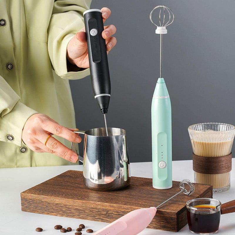 Milk Frother Handheld Electric Whisk, 3 Speed Stainless Steel Coffee Foam Maker, Egg Beater Mixer for Latte Cappuccino Hot Chocolate, XK-61 (Black) - Image 2