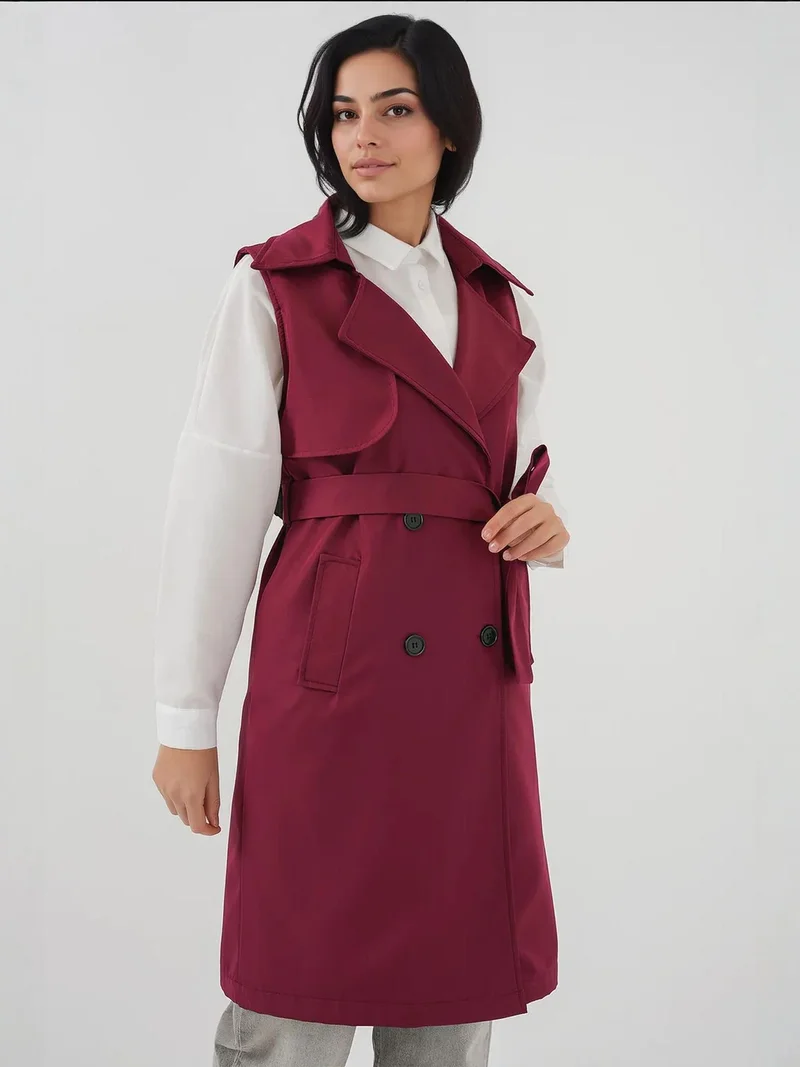 BIG DART BDART Midi Shawl Collar Vest with Pockets