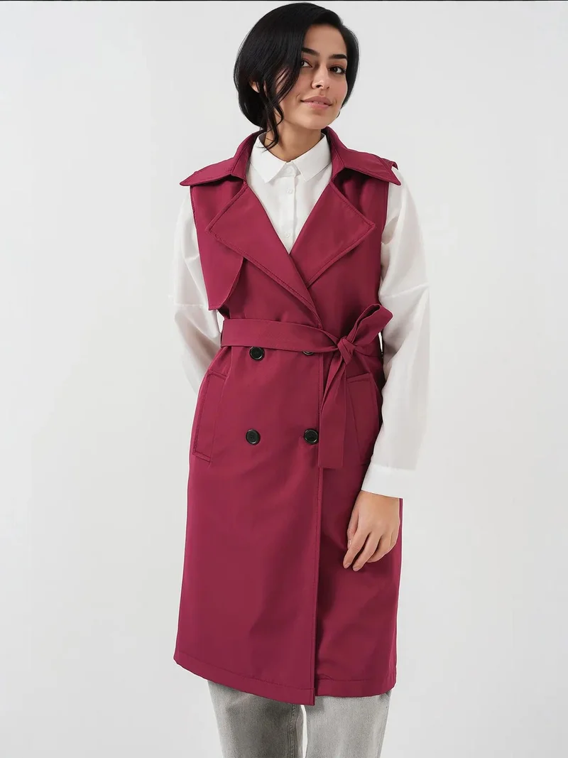 BIG DART BDART Midi Shawl Collar Vest with Pockets