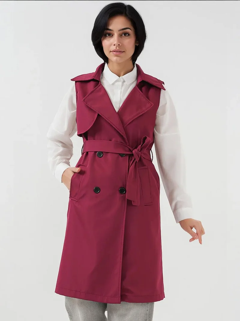 BIG DART BDART Midi Shawl Collar Vest with Pockets