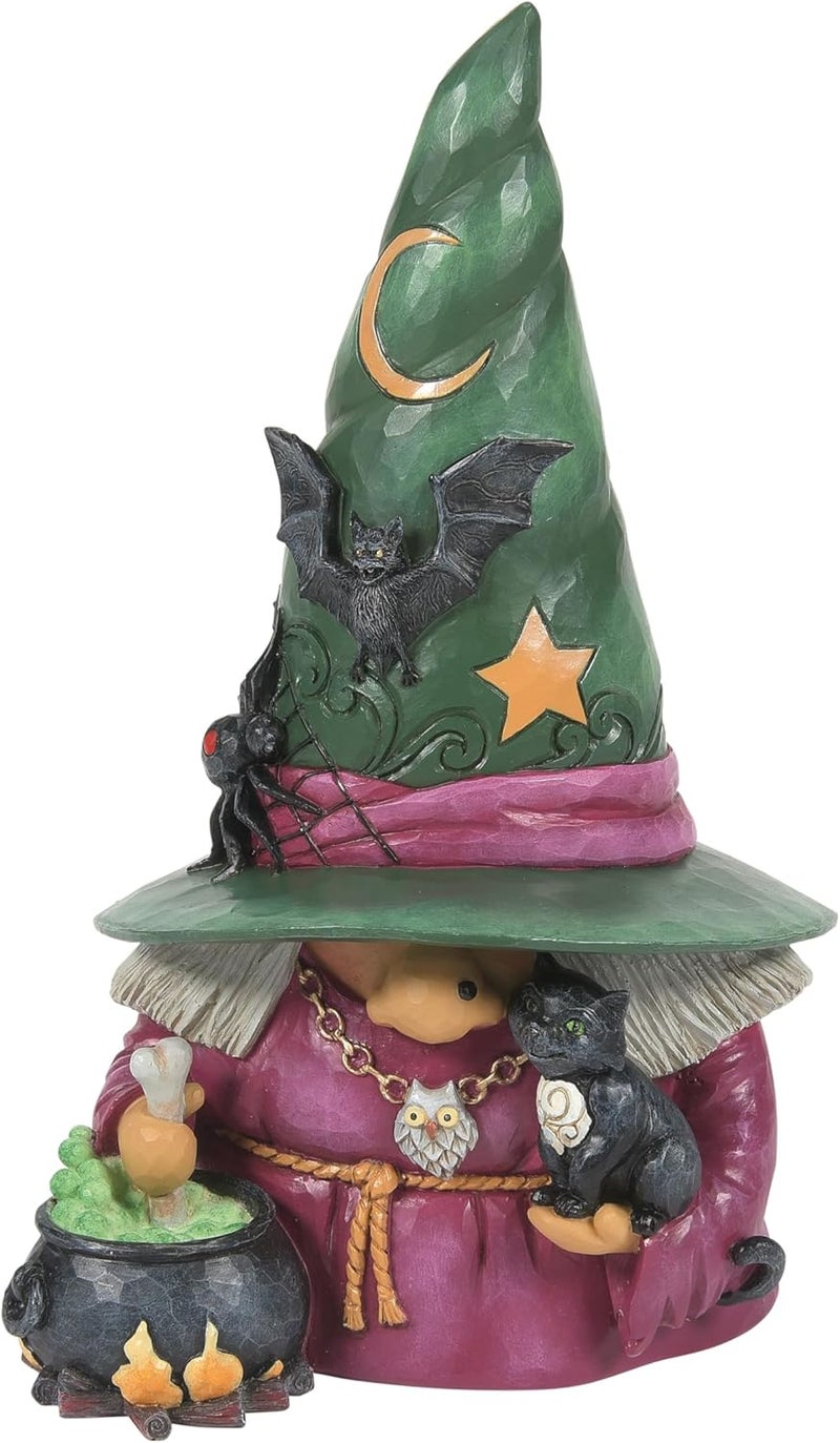 Enesco Jim Shore Heartwood Creek Halloween Collection Witch Gnome with Cauldron and Cat Figurine- Stone Resin Hand Painted Crafted Collectible Gnomes Halloween Figurines Home Decor Statue, 7.68 Inch - Image 1
