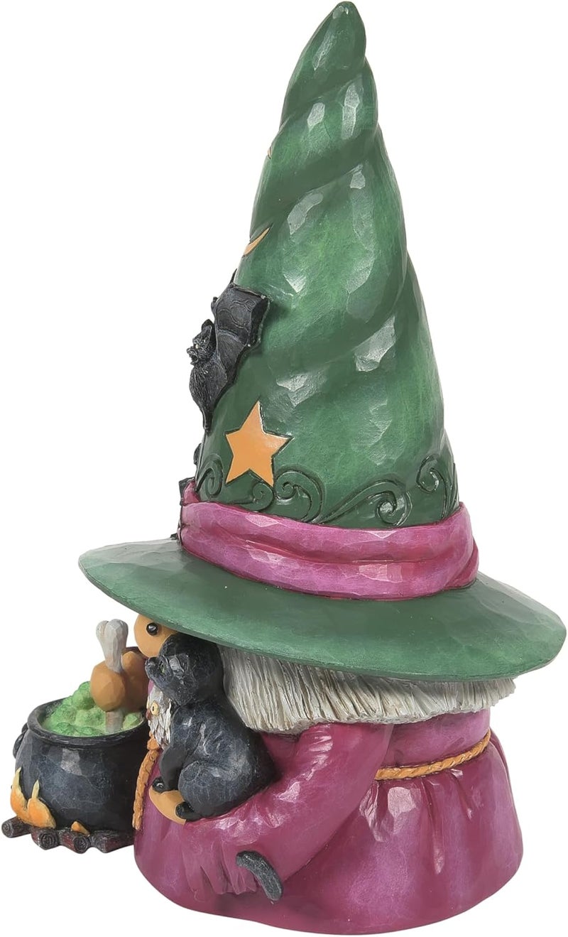 Enesco Jim Shore Heartwood Creek Halloween Collection Witch Gnome with Cauldron and Cat Figurine- Stone Resin Hand Painted Crafted Collectible Gnomes Halloween Figurines Home Decor Statue, 7.68 Inch - Image 4