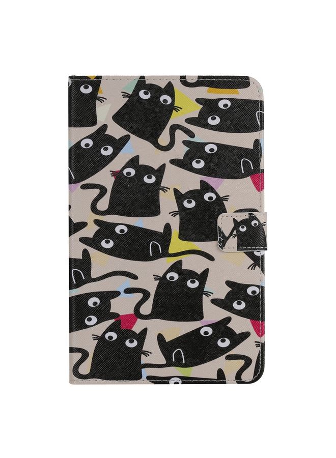 HuHa Case Cover For Galaxy Tab A 8.0 & S Pen 2019 3D Colored Drawing Horizontal Flip Leather Case with Holder & Card Slots & Wallet Cat