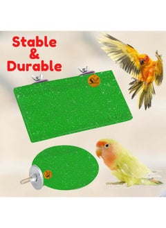 Sage Square Bird Wooden Sand Circle & Stand Platform Combo Of Two (9 * 4.5 & 4 Inches) Rectangle & Cirle Shaped Perch Stand, Cage Accessories Playful Toy, Suitable For Birds, Parrots, Budgies  - Image 4