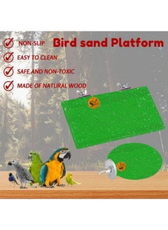 Sage Square Bird Wooden Sand Circle & Stand Platform Combo Of Two (9 * 4.5 & 4 Inches) Rectangle & Cirle Shaped Perch Stand, Cage Accessories Playful Toy, Suitable For Birds, Parrots, Budgies  - Image 5