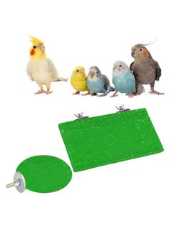 Sage Square Bird Wooden Sand Circle & Stand Platform Combo Of Two (9 * 4.5 & 4 Inches) Rectangle & Cirle Shaped Perch Stand, Cage Accessories Playful Toy, Suitable For Birds, Parrots, Budgies  - Image 1
