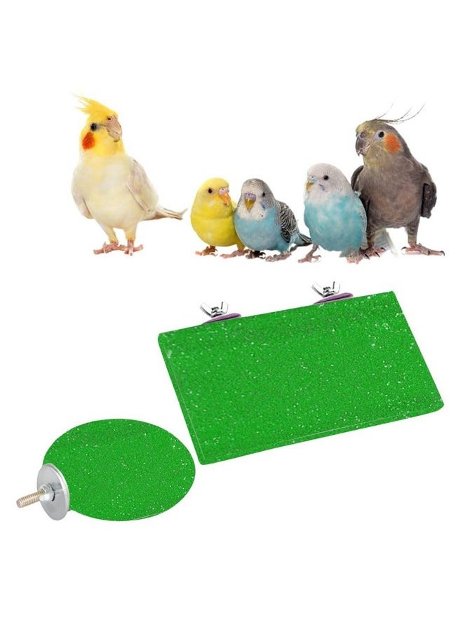 Sage Square Bird Wooden Sand Circle & Stand Platform Combo Of Two (9 * 4.5 & 4 Inches) Rectangle & Cirle Shaped Perch Stand, Cage Accessories Playful Toy, Suitable For Birds, Parrots, Budgies  - Image 1