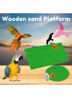 Sage Square Bird Wooden Sand Circle & Stand Platform Combo Of Two (9 * 4.5 & 4 Inches) Rectangle & Cirle Shaped Perch Stand, Cage Accessories Playful Toy, Suitable For Birds, Parrots, Budgies  - Image 3