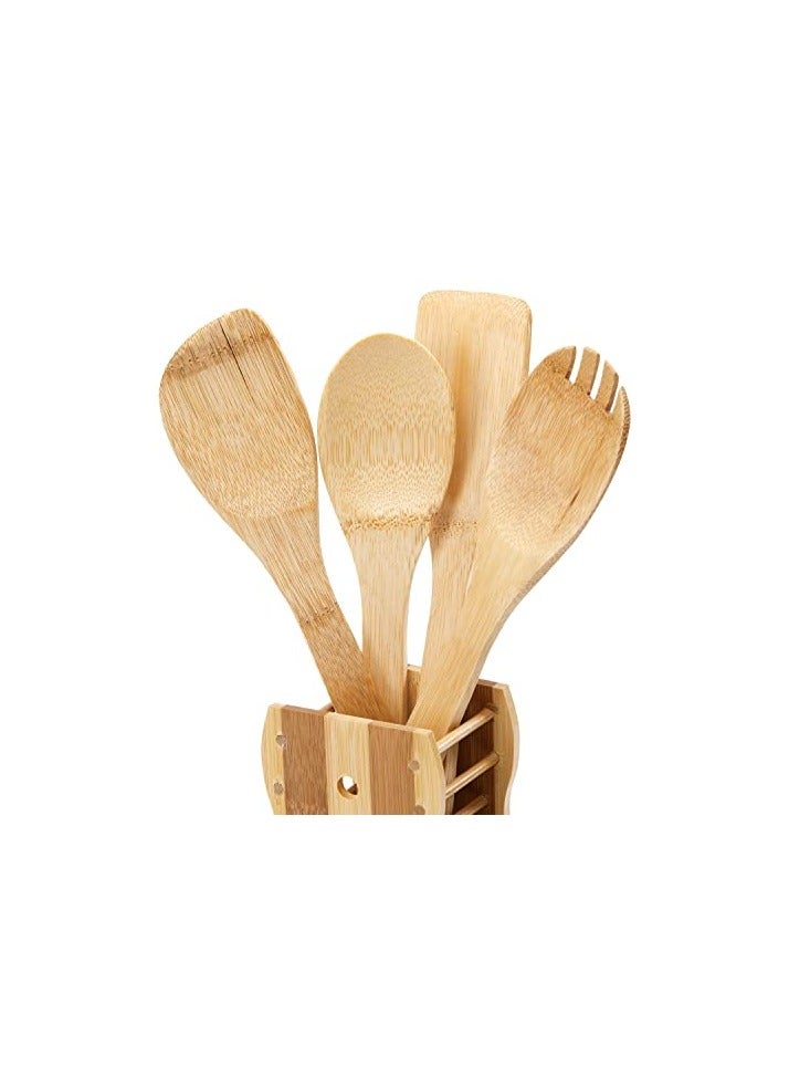 erorex 4 Pieces Pure Bamboo Wooden Solid Turner, Spatula, Slotted Spoon & Spoon Kitchen Essentials Cooking Utensils Tool Set  - Image 4