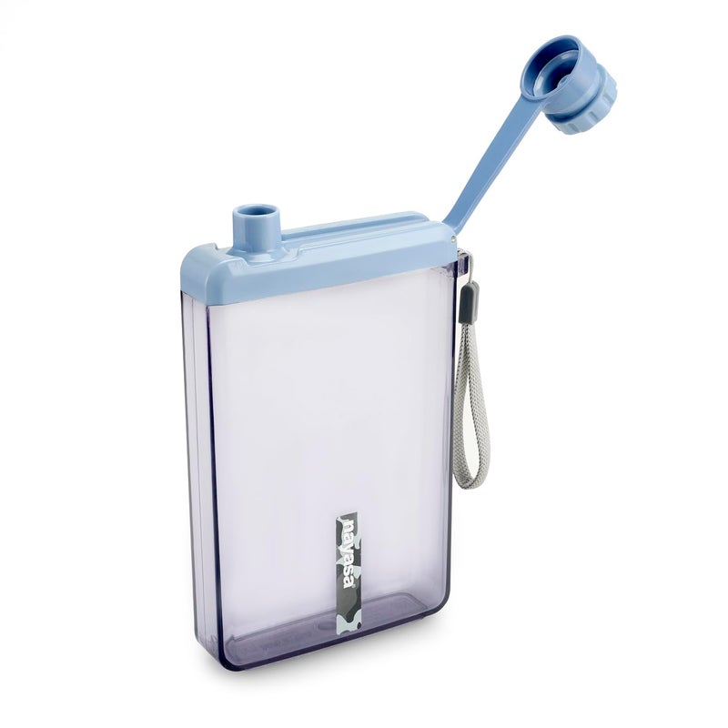 NAYASA Zelda 450ml Water Bottle | Slim & Compact | BPA Free | Leakproof | Notebook Water Bottle For School, Office & Travel | Stylish Flat Design | Blue - Image 1