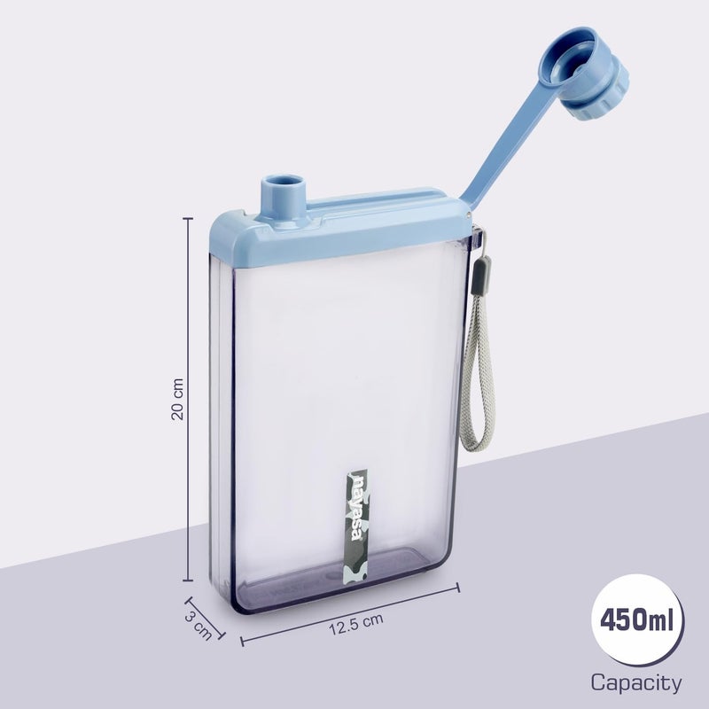 NAYASA Zelda 450ml Water Bottle | Slim & Compact | BPA Free | Leakproof | Notebook Water Bottle For School, Office & Travel | Stylish Flat Design | Blue - Image 2