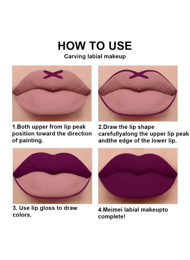 AMY'S DIARY 2Pcs Matte Dark Purple Lip Liner And Lipstick Makeup Set Burgundy Matte Lipstick 24H And Lip Liner Set Deep Berry Matt Lip Gloss Waterproof Long Lasting Lip Liner Lipstick Set Dark Colors (01)  - Image 5