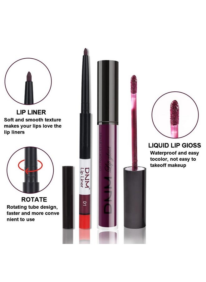 AMY'S DIARY 2Pcs Matte Dark Purple Lip Liner And Lipstick Makeup Set Burgundy Matte Lipstick 24H And Lip Liner Set Deep Berry Matt Lip Gloss Waterproof Long Lasting Lip Liner Lipstick Set Dark Colors (01)  - Image 3