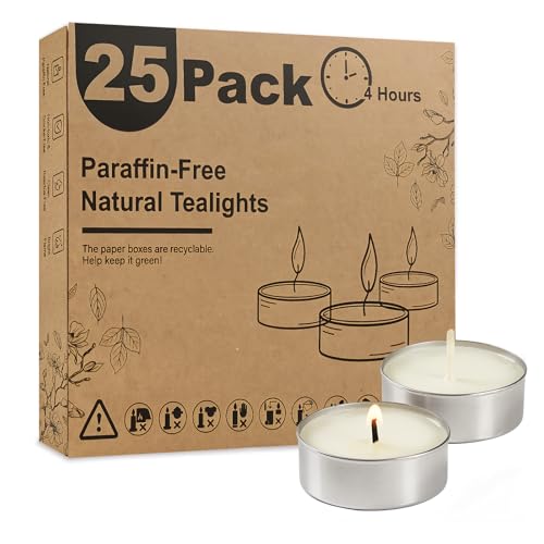 Ashlux Unscented Palm Tea Lights Candles 50 Pack Bulk, 4.5 Hours Long Burning White Tea Lights,Non-Paraffin, Smokeless, Mini Tealight Candles for Wedding, Christmas Lights, Party, Power Outages - Image 1
