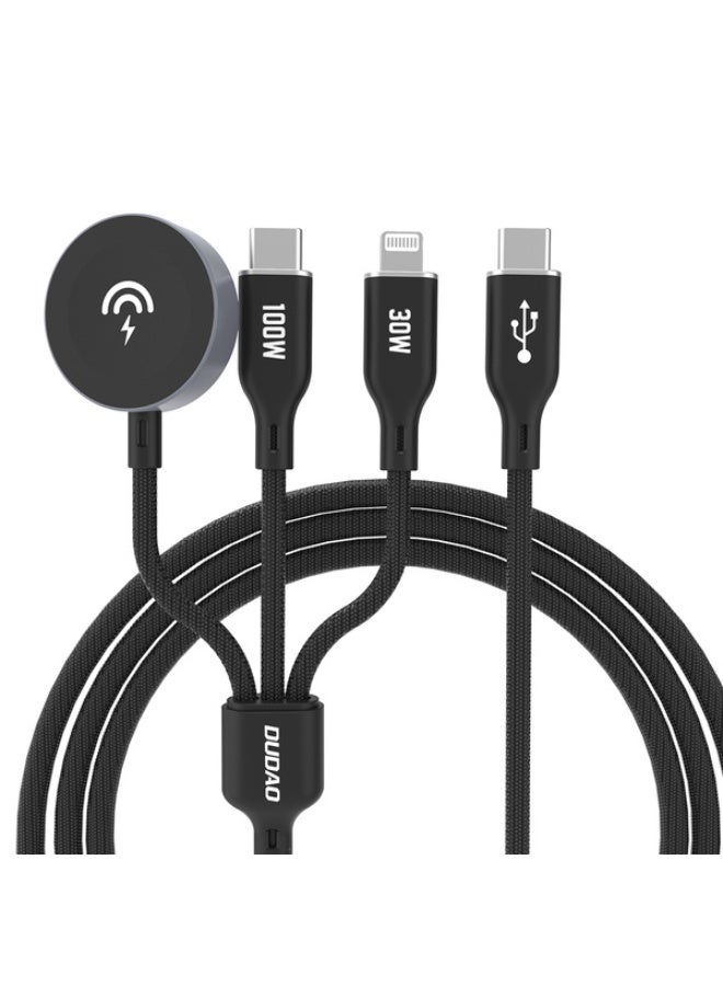 دوداو كابل شاحن Dudao A12Max+ PD 100W 3 في 1: USB-C Lightning 1.2 متر - أسود - Image 1