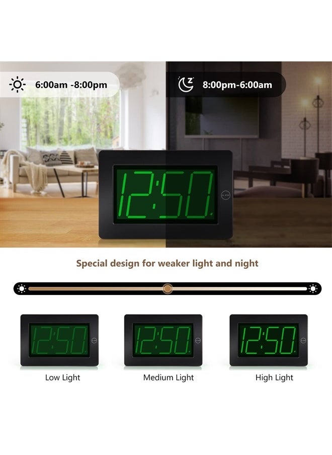 Timegyro - Digital Wall Clock Battery Operated with LED Display, Large Display Digital Clock, 3 Brightness Levels, Wall Mount or Tabletop - Image 1