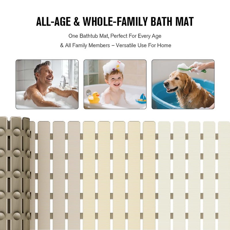 MBOSS Bath Tub Shower Mat Non Slip Bathtub Mats for Bathroom Shower Floor Mat Bath Mats for Shower Tub Anti Slip Shower Mat with Drain Hole and Large Suction Cups - Image 5
