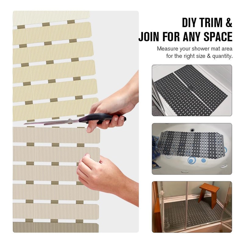 MBOSS Bath Tub Shower Mat Non Slip Bathtub Mats for Bathroom Shower Floor Mat Bath Mats for Shower Tub Anti Slip Shower Mat with Drain Hole and Large Suction Cups - Image 4