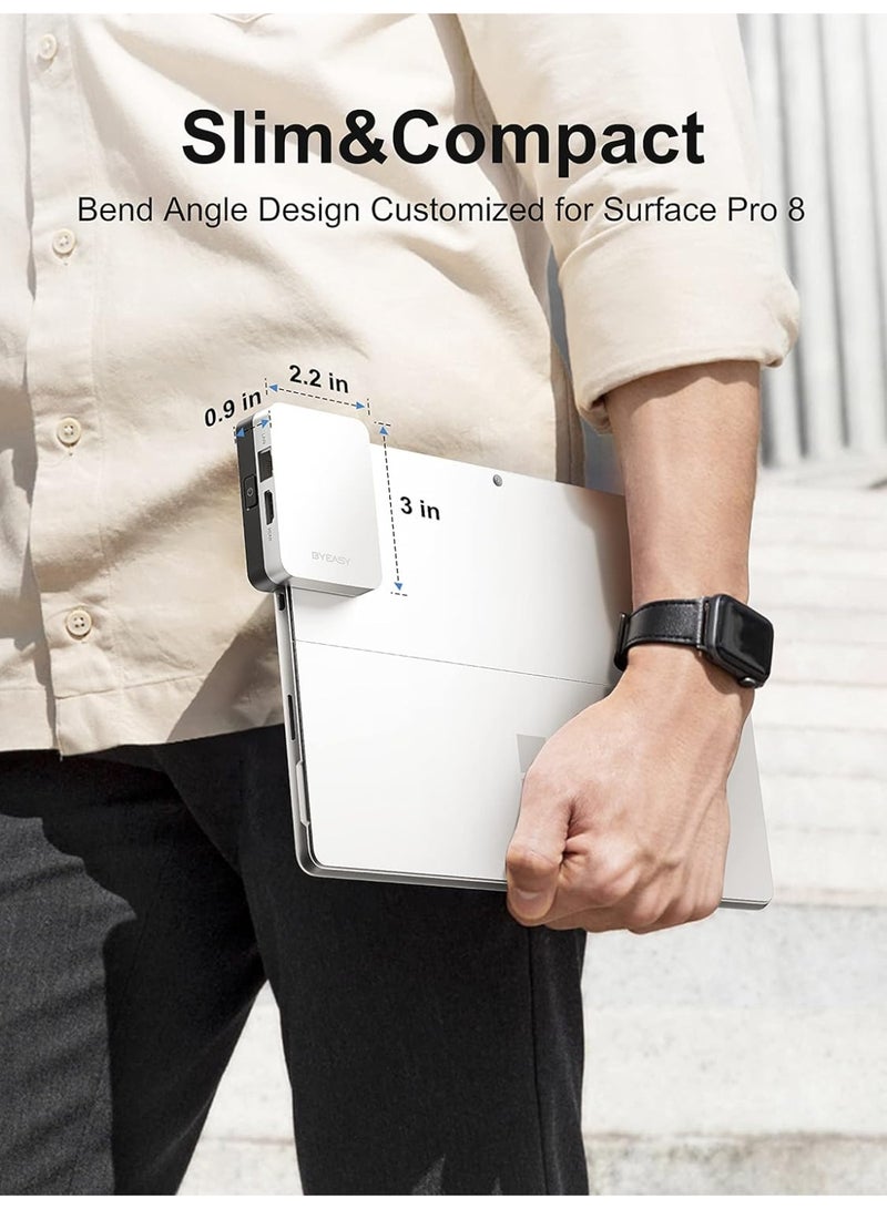 BYEASY Docking Station For Microsoft Surface Pro 8 , 6-in-1  USB-C Hub with 4K HDMI 30Hz, 1000M Ethernet LAN, SD/TF Card Reader, 2 USB 3.0 - Image 2