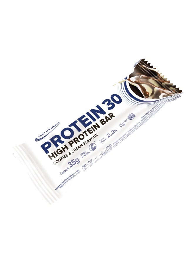 IronMaxx PROTEIN 30 Bar | 24 x 35g | 30% Protein, Cookies and Cream Flavour, Low Sugar, Vitamin-Enriched - Image 1