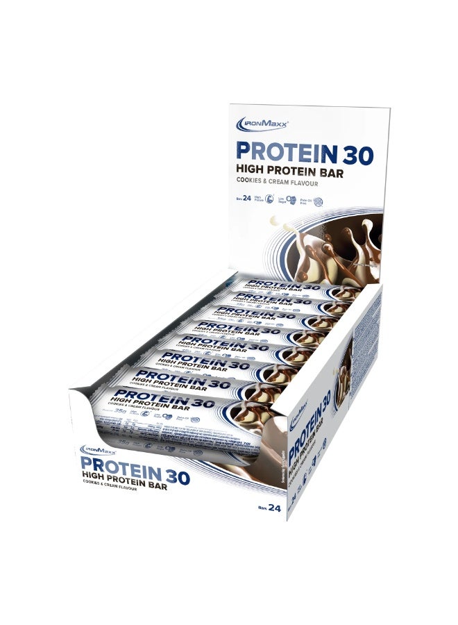 IronMaxx PROTEIN 30 Bar | 24 x 35g | 30% Protein, Cookies and Cream Flavour, Low Sugar, Vitamin-Enriched - Image 2