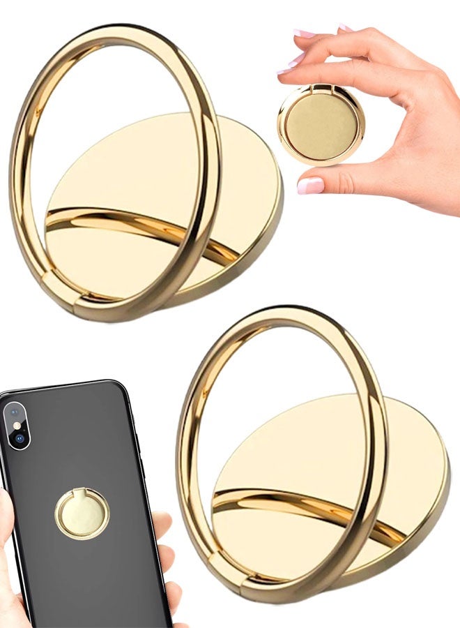 2 Pack Small Round Sparkling Cell Phone Ring Holder Stand,360 Degree Rotation And 180 Degree Adjustable Finger Ring Kickstand With Polished Metal Phone Grip - Image 1